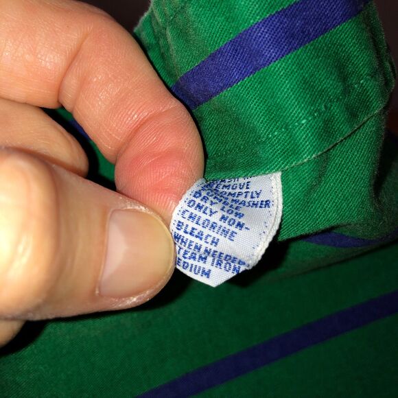 Vintage Ralph Lauren Polo Sport Mens XL Green Blue Striped Long Sleeve Shirt - Picture 12 of 12